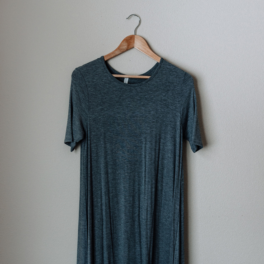 PinkBlush Heather Gray Ruffle Trim Maternity dress